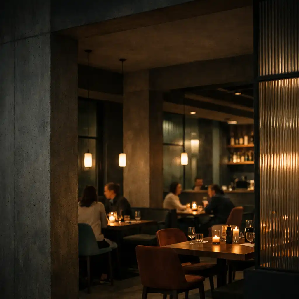 Abendliche Restauranttische und Bar